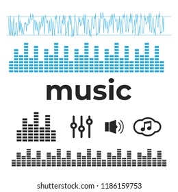 Sound waves vector. Sound waves sign and symbol in flat style