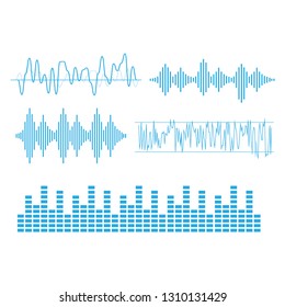 Sound waves vector. Sound waves sign and symbol in flat style