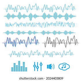 Sound waves vector. Sound waves sign and symbol in flat style