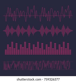 Sound waves vector. Sound waves sign and symbol in flat style