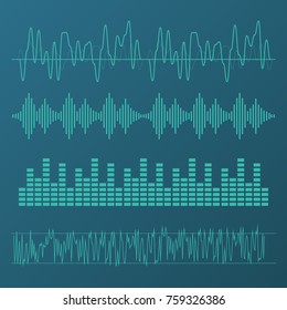 Sound waves vector. Sound waves sign and symbol in flat style