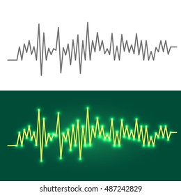 Sound waves to visualize music, sounds in player or other device. Audio equalizer technology, pulse musical. Vector illustration