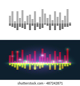 Sound waves to visualize music, sounds in player or other device. Audio equalizer technology, pulse musical. Vector illustration