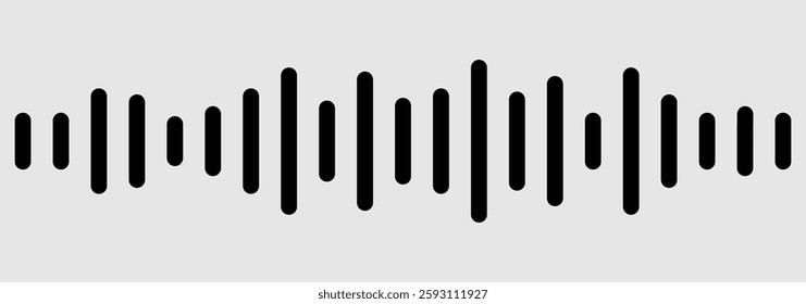 Sound waves for voice message. Audio wave icon. Sound wave icon, podcast player interface, music symbol, sound wave. Monochrome simple sound wave on white background. Isolated vector illustration.