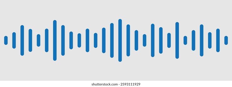 Sound waves for voice message. Audio wave icon. Sound wave icon, podcast player interface, music symbol, sound wave. Monochrome simple sound wave on white background. Isolated vector illustration.