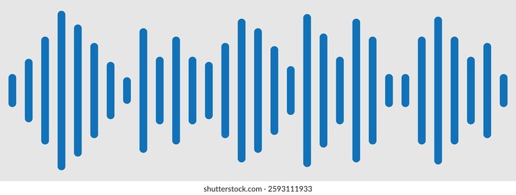 Sound waves for voice message. Audio wave icon. Sound wave icon, podcast player interface, music symbol, sound wave. Monochrome simple sound wave on white background. Isolated vector illustration.