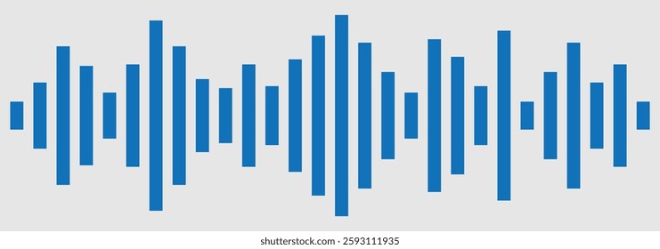 Sound waves for voice message. Audio wave icon. Sound wave icon, podcast player interface, music symbol, sound wave. Monochrome simple sound wave on white background. Isolated vector illustration.