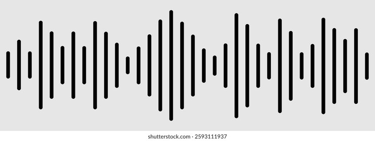 Sound waves for voice message. Audio wave icon. Sound wave icon, podcast player interface, music symbol, sound wave. Monochrome simple sound wave on white background. Isolated vector illustration.