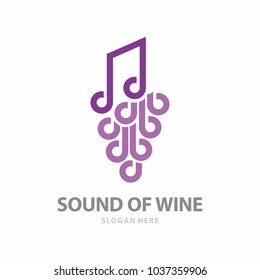 Sound of Wine Icon Logo. Grape Fruit icon logo