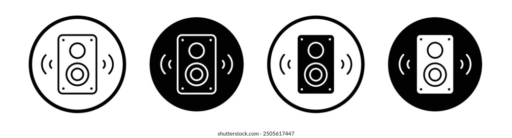 Conjunto de iconos de Vector de caja de resonancia relleno negro y estilo delineado.