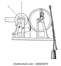 Sounding device of Sir W. Thomson, vintage engraved illustration. Industrial encyclopedia E.-O. Lami - 1875.
