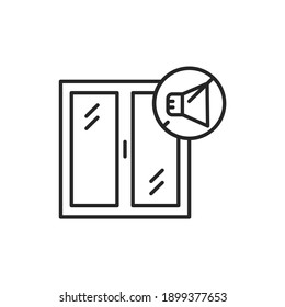 Sound-isolating window color line icon. Pictogram for web page, mobile app, promo. Editable stroke.