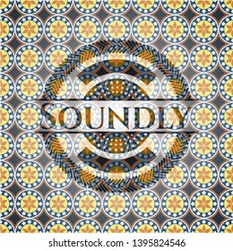 Soundly arabic emblem background. Arabesque decoration.