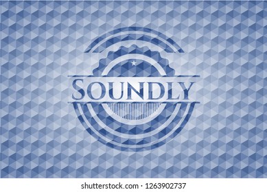 Soundly blue badge with geometric pattern.