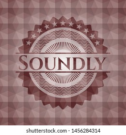 Soundly red seamless badge with geometric pattern.