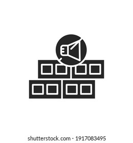 Soundproof aerated concrete black glyph icon. Pictogram for web page, mobile app, promo. UI UX GUI design element. Editable stroke.
