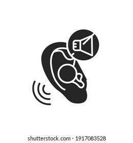 Soundproof ear plugs black glyph icon. Pictogram for web page, mobile app, promo. Editable stroke.