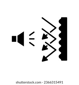 Soundproof icon. Sound insulation. Noise absorbing. glyph symbol Pictogram. Soundproofing room in multimedia or music studio. Solid, Glyph style vector illustration. Design on white background. EPS 10