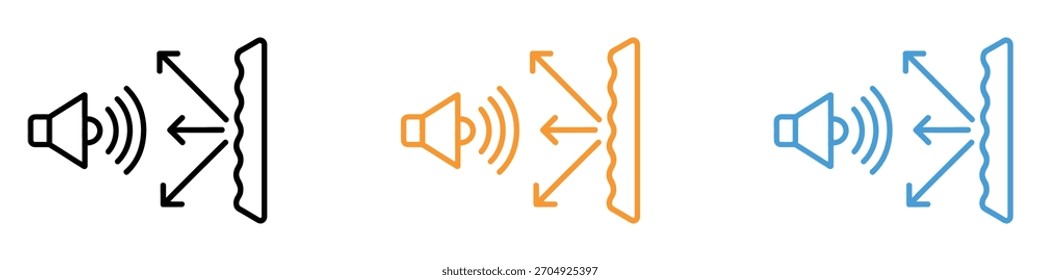 Vector de iconos insonorizado. Ilustración vectorial de reducción de ruido y control de eco.
