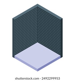 Soundproof studio room isometric icon illustrating a recording studio