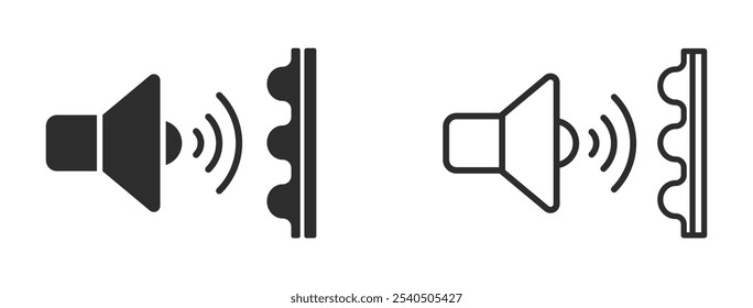 Soundproof vector icons. Acoustic insulation vector signs set. Soundproof icon. Acoustic panels icon