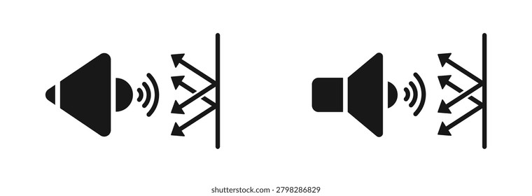Soundproof vector icons. Acoustic insulation signs. Soundproof icon collection