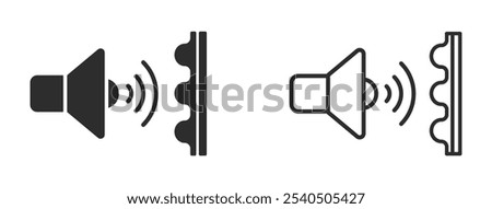 Soundproof vector icons. Acoustic insulation vector signs set. Soundproof icon. Acoustic panels icon