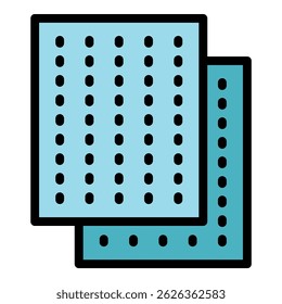 Icono de pared insonorizada. Esquema de Vector de pared a prueba de sonido de color plano aislado