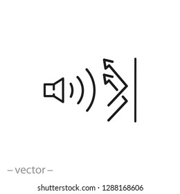 soundproofing icon, sound insulation linear sign on white background - vector illustration