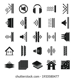 Soundproofing icons set. Simple set of soundproofing vector icons for web design on white background