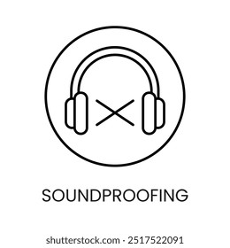 Insonorización, Vector de línea de aislamiento acústico con trazo editable.