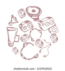 sounds hand drawn icon vector design template