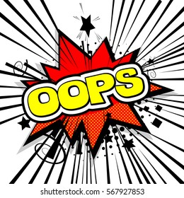 Sounds vector illustration. Lettering opps, confusion, discomfiture. Comic text sound effects. Bubble icon speech phrase. Cartoon exclusive font label tag expression. Comics book balloon.