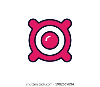 Icono plano del altavoz de sonido. Símbolo de esquema único de alta calidad para diseño web o aplicación móvil.  Señales de línea delgada de vacaciones para el logotipo de diseño, tarjeta de visita, etc. Esquema pictograma EPS10