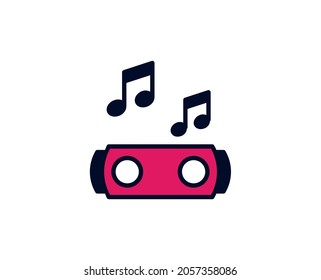 Soundlautsprecher-Flachsymbol. Einzelnes, qualitativ hochwertiges Umrisssymbol für Webdesign oder mobile App.  Dünne Holidays-Schilder für Design-Logo, Visitenkarte usw. Umrisspiktogramm EPS10
