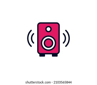 Soundlautsprecher-Flachsymbol. Einzelnes, qualitativ hochwertiges Umrisssymbol für Webdesign oder mobile App.  Dünne Holidays-Schilder für Design-Logo, Visitenkarte usw. Umrisspiktogramm EPS10