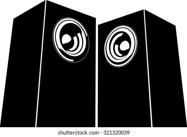 sound-system speaker illustration icon in black and white