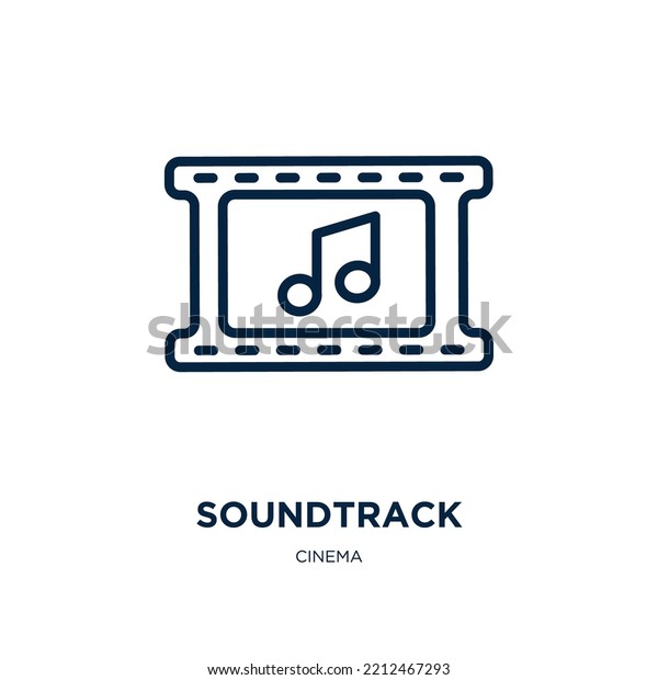 soundtrack icon from\
cinema collection. Thin linear soundtrack, sound, music outline\
icon isolated on white background. Line vector soundtrack sign,\
symbol for web and\
mobile