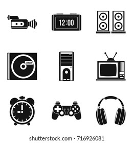 Soundtrack icons set. Simple set of 9 soundtrack vector icons for web isolated on white background