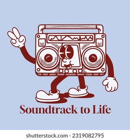 Soundtrack to Life With boombox Groovy Character Design