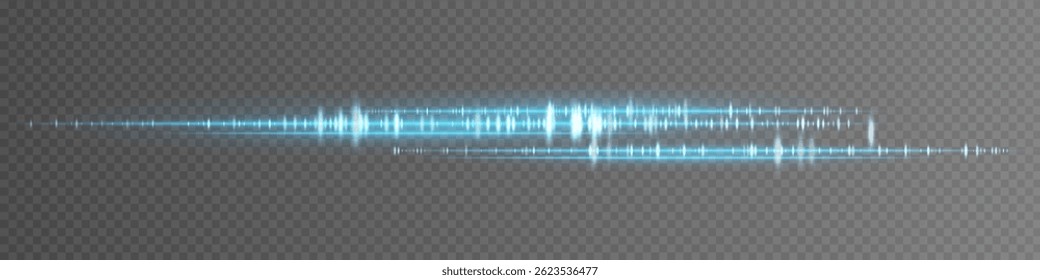 Soundwave. Blue glowing frequency visualization with reflections. Great for modern sound interface, pop music design, audio editor elements, voice recording and streaming graphics.