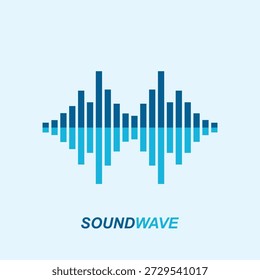 Klangwellensymbolvektor, der den Entzerrer der Audiomusik, die digitale Signalfrequenz und die Wellenformgrafik, das Sprachkonzept darstellt.