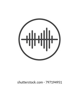 Soundwave line icon, outline vector sign, linear style pictogram isolated on white. Audio sound wave symbol, logo illustration. Editable stroke