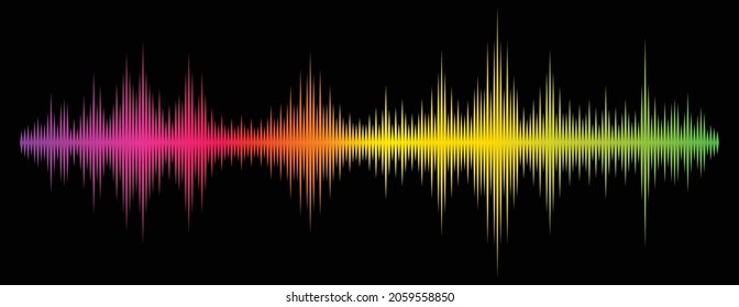 Soundwave Multicolor On Black  Background In Vector Format