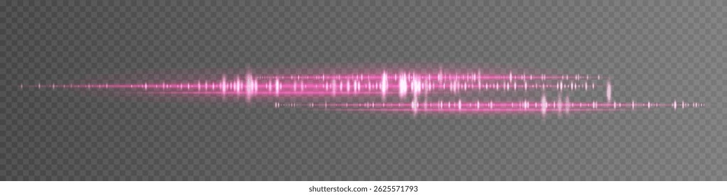 Soundwave. Pink glowing frequency visualization with reflections. Great for modern sound interface, pop music design, audio editor elements, voice recording and streaming graphics.