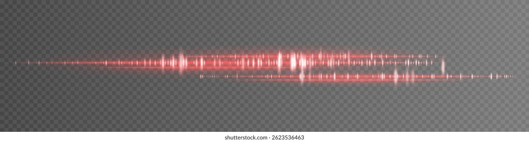 Soundwave. Visualização de frequência de brilho vermelho com reflexos. Ótimo para interface de som moderna, design de música pop, elementos de editor de áudio, gravação de voz e gráficos de fluxo contínuo.