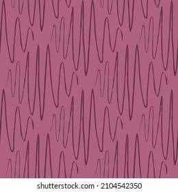 Soundwave Seamless Pattern. Curve Waves Background. Repeated Texture In Doodle Style For Fabric, Wrapping Paper, Wallpaper, Tissue. Vector Illustration.