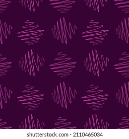 Soundwave seamless pattern. Curve waves background. Repeated texture in doodle style for fabric, wrapping paper, wallpaper, tissue. Vector illustration.
