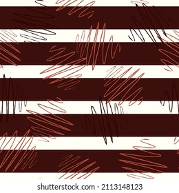 Soundwave seamless pattern. Curve waves background. Repeated texture in doodle style for fabric, wrapping paper, wallpaper, tissue. Vector illustration.