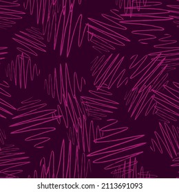 Soundwave Seamless Pattern. Curve Waves Background. Repeated Texture In Doodle Style For Fabric, Wrapping Paper, Wallpaper, Tissue. Vector Illustration.